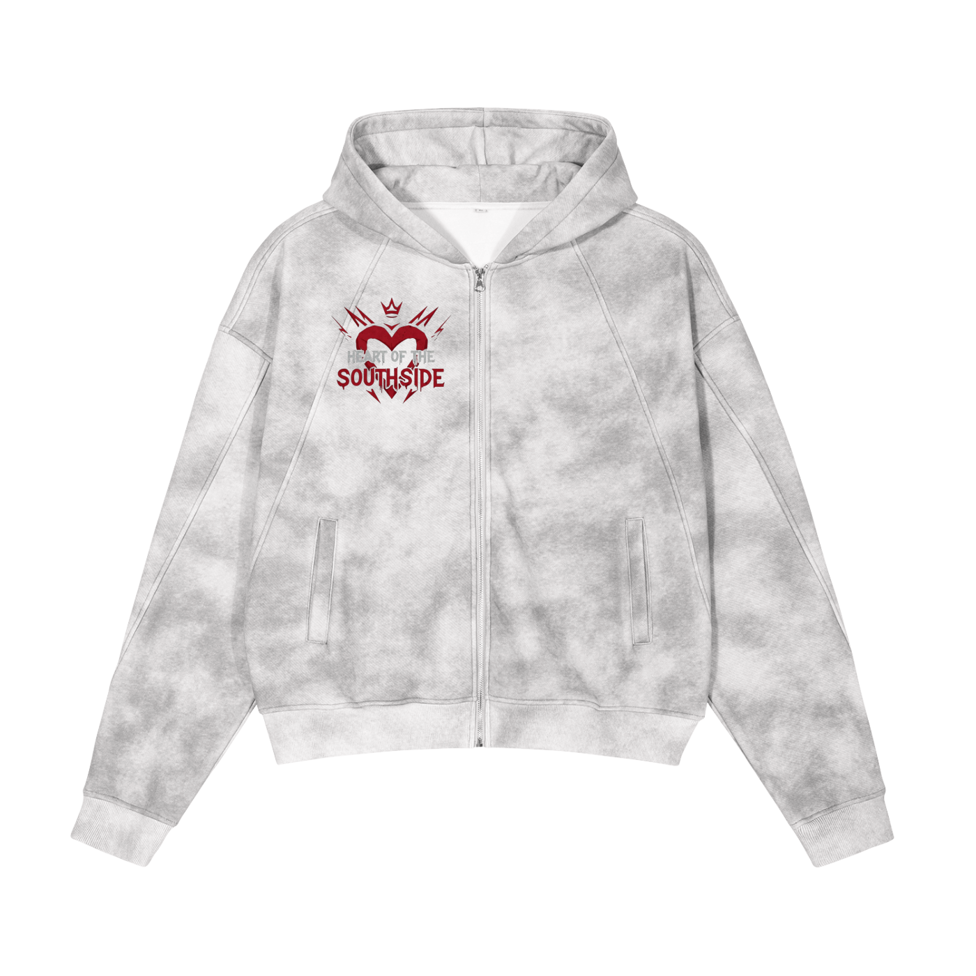 Heart of the Southside Washed Boxy Zip-up Fleece Hoodie