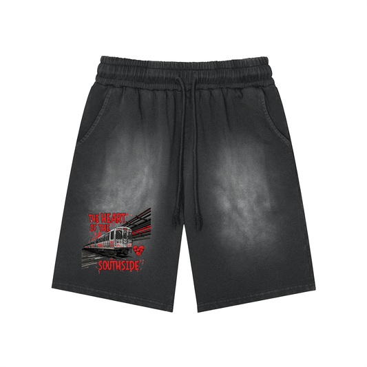 Heart of the Southside Rectangle Patch Monkey Washed Shorts