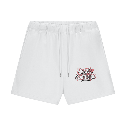 Heart of the Southside White Unisex Fleece Loose Fit Shorts